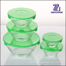 5PCS Glass Bowl Set with Multi-Line Designs (GB1408U)